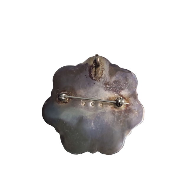 Handcrafted by Wilson & Carolyn Niiha Zuni Silver Gemstone Mosaic Inlay flower - Picture 6 of 6